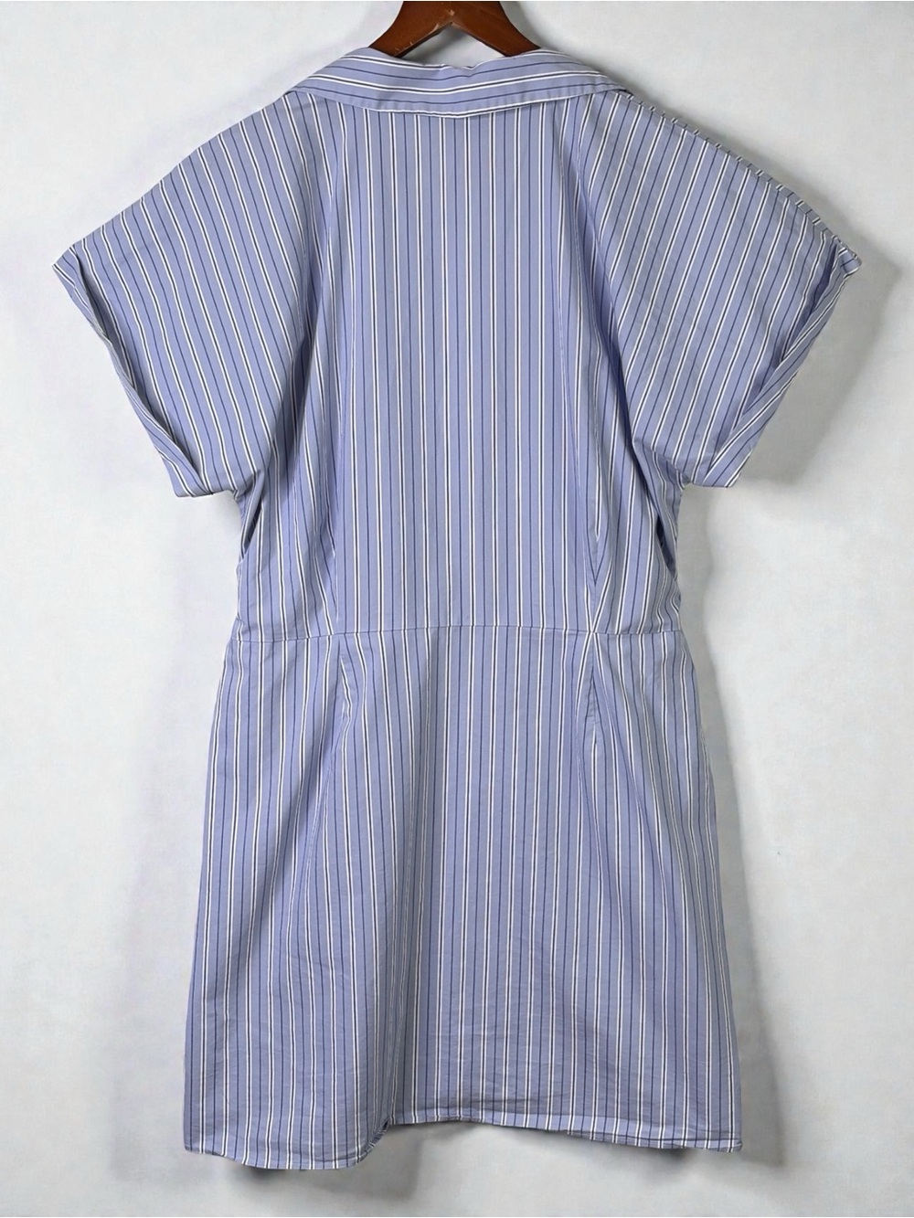Anthropologie Maeve Mave Striped Wrap Mini Shirt Dress Blue XL - Picture 6 of 11
